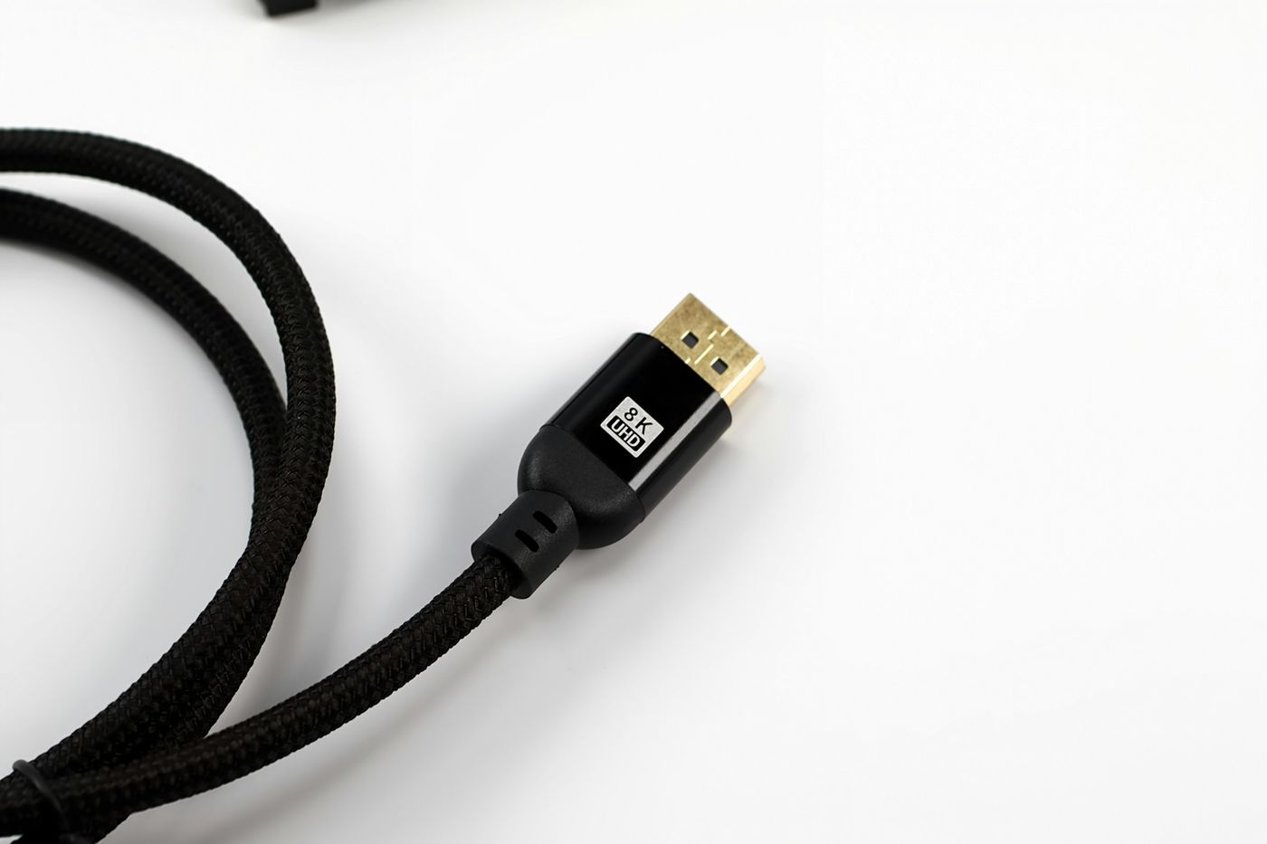 Braided HDMI cable with a gold-plated connector